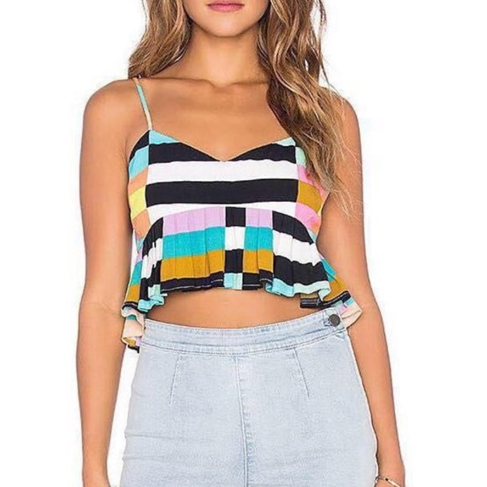 Mara Hoffman rainbow flag stripe crop